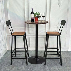 Round Bistro Pub Table, Bar Height Cocktail Table with Metal Base and MDF Top, 23.8 Inch