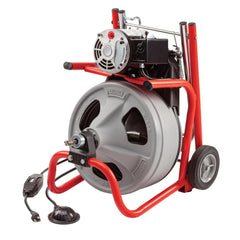 120V Drum Drain Cleaning Snake Auger with 3/8-In. x 75-Ft. Cable, 4-Piece Tool Set and Gloves