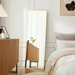 Full Length Mirror with Stand, Aluminum Alloy Frame Full Body Floor Mirror for Bedroom and Cloakroom