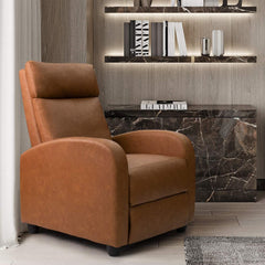 PU Leather Recliner Chair, Single Living Room Sofa Lounge Chair with Reclining Function