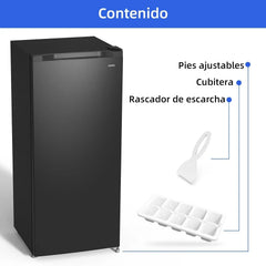 Congelador vertical independiente CHiQ, 145L de capacidad, congelación rápida, termostato ajustable, silencioso, puerta reversible, negro,