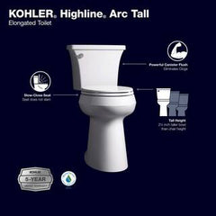 Extra Tall Highline Arc Complete Solution 2-piece 1.28 GPF Single Flush Elongated Toilet in White (Seat Included) 78305-0