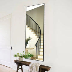 64x21 Full Length Floor Mirror, Large Full Body Aluminum Alloy Frame Standing Mirror with Stand and Wall Mount Option