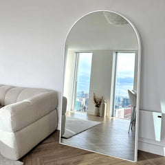 Modern Arched Full Length Floor Mirror, Aluminum Alloy Frame Standing Full Body Mirror