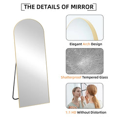 64x21 Full Length Floor Mirror, Large Full Body Aluminum Alloy Frame Standing Mirror with Stand and Wall Mount Option