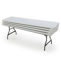 4-Pack Commercial Stacking 8 ft Folding Table - White (80344)