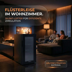 Sommertal Getränkekühlschrank 50L – Mini Kühlschrank schwarz mit Glastür, Touchscreen & LED | Kleiner Flaschenkühlschrank abschließbar & leise für