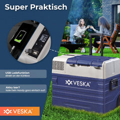Kompressor Kühlbox elektrisch, Gefriertruhe mit APP-Steuerung, USB-Anschluss, 12/24V, 230V, Räder, transportabler Kühlschrank, Kühltruhe, Gefrierbox