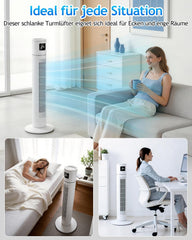 Timiyou Turmventilator 20dB Sehr Leiser für Schlafzimmer & Kühlung mit Fernbedienung | 3 Geschwindigkeitsstufen, 12h Timer, 60° Oszillation,