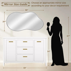 Asymmetrical Irregular Wall Mirror, Modern Decorative Accent Mirror for Living Room, Bedroom and Entryway