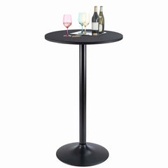 Round Bistro Pub Table, Bar Height Cocktail Table with Metal Base and MDF Top, 23.8 Inch