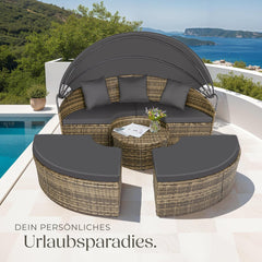 tectake Lounge Muschel Sonneninsel Outdoor wetterfest, Gartenmuschel, Sonnenliege 2 Personen und mehr, multifunktionales Terrasse oder Balkon Möbel,