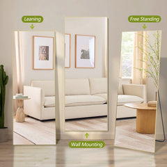 64x21 Full Length Floor Mirror, Large Full Body Aluminum Alloy Frame Standing Mirror with Stand and Wall Mount Option