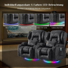 Elektrischer Fernsehsessel Relaxsessel mit Liegefunktion,240°Drehsessel Kinosessel Massagesessel mit Wärmefunktion,TV Sessel Liegesessel fürs