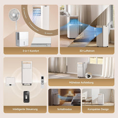 DREAME P-Wind10 7000 BTU Tragbare Klimaanlage, 3-in-1: Kühler & Entfeuchter & Ventilator. 3D Airflow, App- & Fernsteuerung, Schlafmodus,