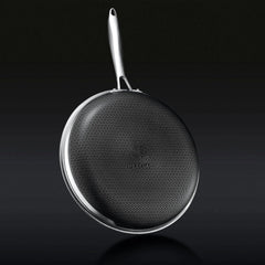 6-Piece Hybrid Stainless Steel Pan Set with Glass Lids, 8-Inch, 10-Inch and 12-Inch, Black