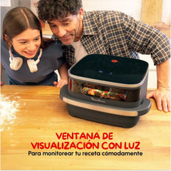 Moulinex Freidora de Aire Easy Fry XL Surface, 2200 W, Doble Resistencia, Cocción Uniforme, Cesta Ancha, 10 Programas Automáticos, Horno para Pizzas,