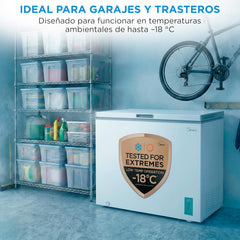 MIDEA Arcon Congelador Pequeño de 293L | Congelador Horizontal Convertible a Frigorífico con Motor Inverter, Control Electrónico de Temperatura,