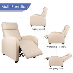 PU Leather Recliner Chair, Single Living Room Sofa Lounge Chair with Reclining Function
