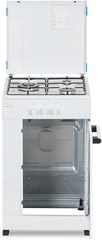 Aspes Cocina Gas Butano 3 Zonas de Cocción, Blanco AKG3500PB. Control Manual, Quemador WOK triple llama, Compartimento Bombona, Tapa Abatible