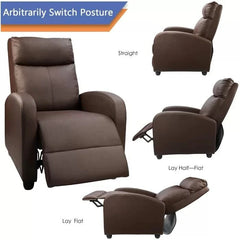 PU Leather Recliner Chair, Single Living Room Sofa Lounge Chair with Reclining Function