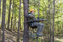 Lightweight Aluminum Climbing Treestand with Padded Seat, 300 Lb. Capacity, Safety Harness Included