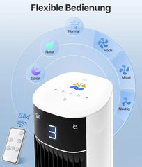 Turmventilator Luftkühler mit Wasserkühlung - Mobile Klimaanlage ohne Abluftschlauch, Ventilator mit Kühlung Leise, 3 Modi-12H Timer-Aroma-