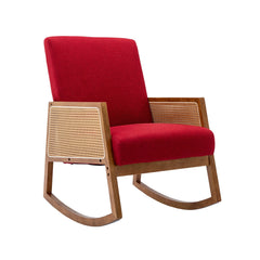 Upholstered Tall Back Rocking Chair, Smooth Gliding Accent Armchair for Comfortable Living Room Seating