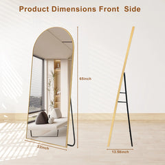 Modern Arched Full Length Floor Mirror, Aluminum Alloy Frame Standing Full Body Mirror
