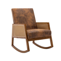 Upholstered Tall Back Rocking Chair, Smooth Gliding Accent Armchair for Comfortable Living Room Seating