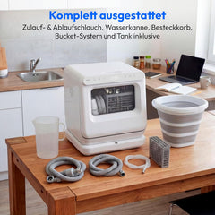 MEDION Mini Geschirrspüler DWT30, 3 Maßgedecke, Tischgeschirrspüler, funktioniert mit/ohne Wasseranschluss, 6 Programme, UV-Licht, Lüfter-Trocknung,