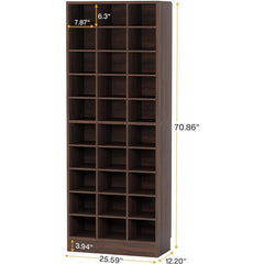 10-Tier Tall Shoe Cabinet, 30-Pair White Wood Shoe Storage Rack for Entryway and Closet