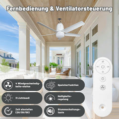 80CM Akku Deckenventilator mit Beleuchtung für Outdoor, 40000mAh Akku Groß Mobiler Ventilator mit Licht, 3000K-6000K Dimmbar, Fernbedienung & Haken,