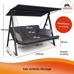 Angerer Hollywoodschaukel Lounge Smart Ashgrey