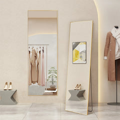 Full Length Mirror with Stand, Aluminum Alloy Frame Full Body Floor Mirror for Bedroom and Cloakroom