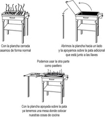 Ferjus. Plancha Gas y Paellero Gas para Cocinar en Exterior. Planllero de Acero. 57x80x90cm.