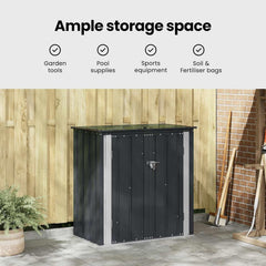 vidaXL Gartenlagerbox Schwarz 101,5 x 107 x 100 cm Stahl, Stylischer, rechteckiger Tisch für jeden Essbereich, pflegeleicht, Elegantes Design, vielseitig einsetzbar - EIN echtes Zuhause!