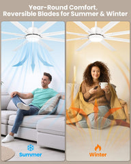183cm Extra Grande 8 Aspas de Aluminio Ventilador de Techo con Luz y Mando, Silencioso Lampara Ventilador Techo con Reversible Motor DC para Exterior