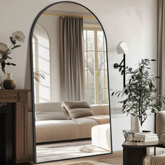 Modern Arched Full Length Floor Mirror, Aluminum Alloy Frame Standing Full Body Mirror