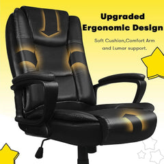 Big and Tall Executive Office Chair, High Back Ergonomic Leather Chair, 400 lb Capacity