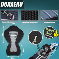 Inflatable Paddle Board with Kayak Seat, 330 x 76 x 15 cm, up to 150 kg, Integrated Pad, Detachable Fin, Double Adjustable Paddle, Repair Kit, Blue