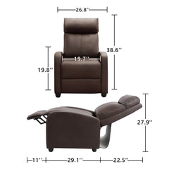 PU Leather Recliner Chair, Single Living Room Sofa Lounge Chair with Reclining Function