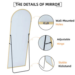 64x21 Full Length Floor Mirror, Large Full Body Aluminum Alloy Frame Standing Mirror with Stand and Wall Mount Option