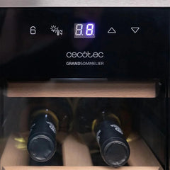 Cecotec Vinoteca Libre Instalación Bolero GrandSommelier 1250 CoolWood. Nevera para vinos con capacidad para 12 botellas, temperatura ajustable de 8-