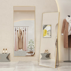 Full Length Mirror with Stand, Aluminum Alloy Frame Full Body Floor Mirror for Bedroom and Cloakroom