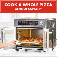 26-Qt. Extra-Large Air Fryer Convection Toaster Oven with French Doors, Stainless Steel