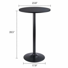 Round Bistro Pub Table, Bar Height Cocktail Table with Metal Base and MDF Top, 23.8 Inch