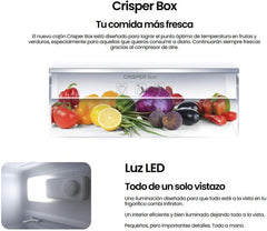 INFINITON Frigorifico Dos Puertas FG-A145B, 200 Litros, 143 cm de Altura, Defrost, LED Interior, E, Diseño con Tirador Integrado, Ancho 55 cm,