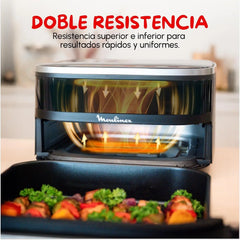 Moulinex Freidora de Aire Easy Fry XL Surface, 2200 W, Doble Resistencia, Cocción Uniforme, Cesta Ancha, 10 Programas Automáticos, Horno para Pizzas,