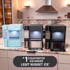 Countertop Nugget Ice Maker with 1-Gallon Water Tank, Makes 38 lbs of Pellet Ice in 24 Hours, WiFi Smart Connectivity, Includes Ice Scoop, Stainless Steel